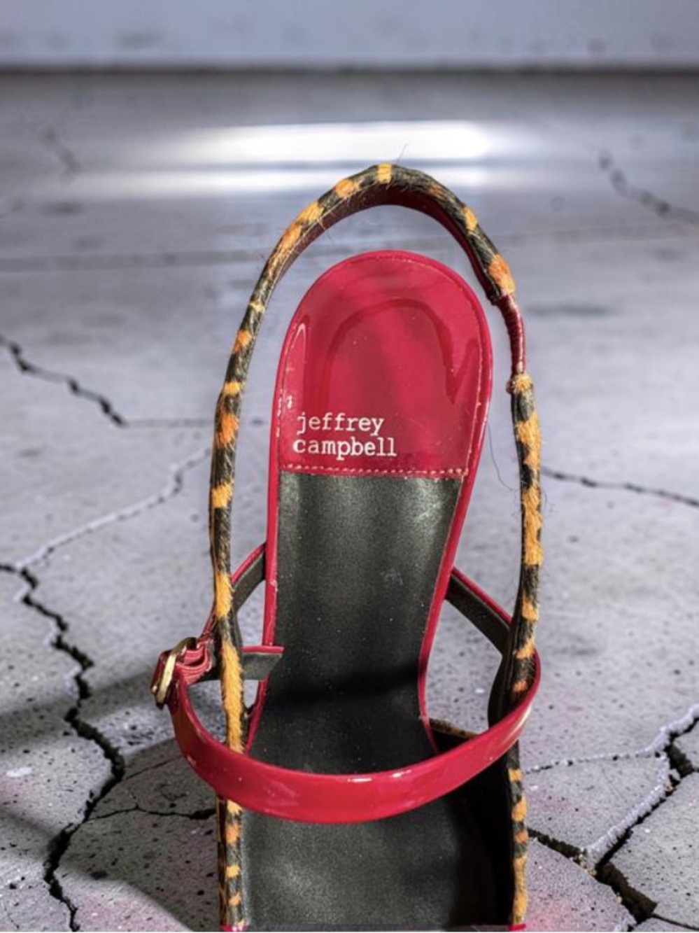 Jeffrey Campbell Cheetah Cherry Red Pointed Slingback Mule w/Red Strap and Heel - Picture 5 of 8